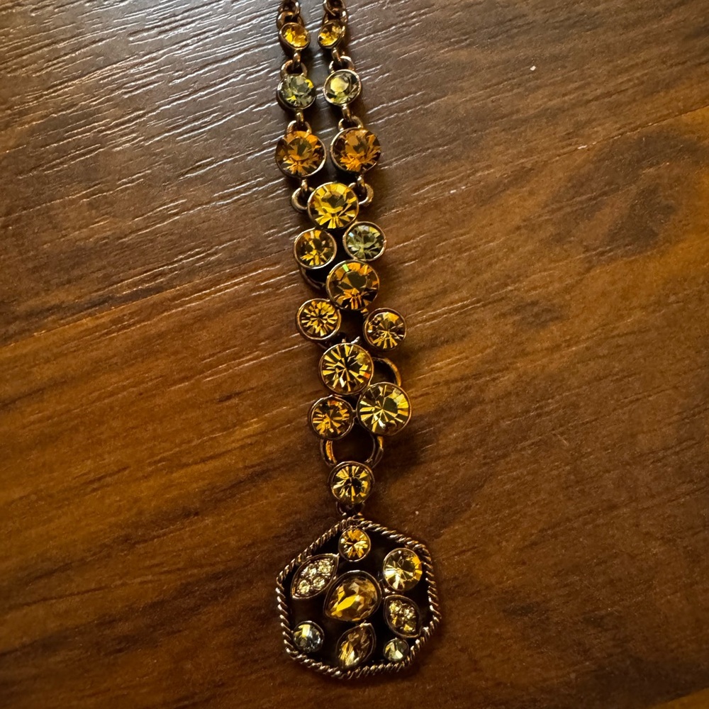 Vintage Signed Givenchy Elegant Gold Topaz Crystal Lariat Y Necklace - Picture 2 of 8